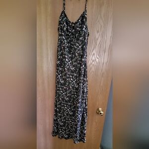 Black and White Maxi Slip Dress with Spaghetti Straps